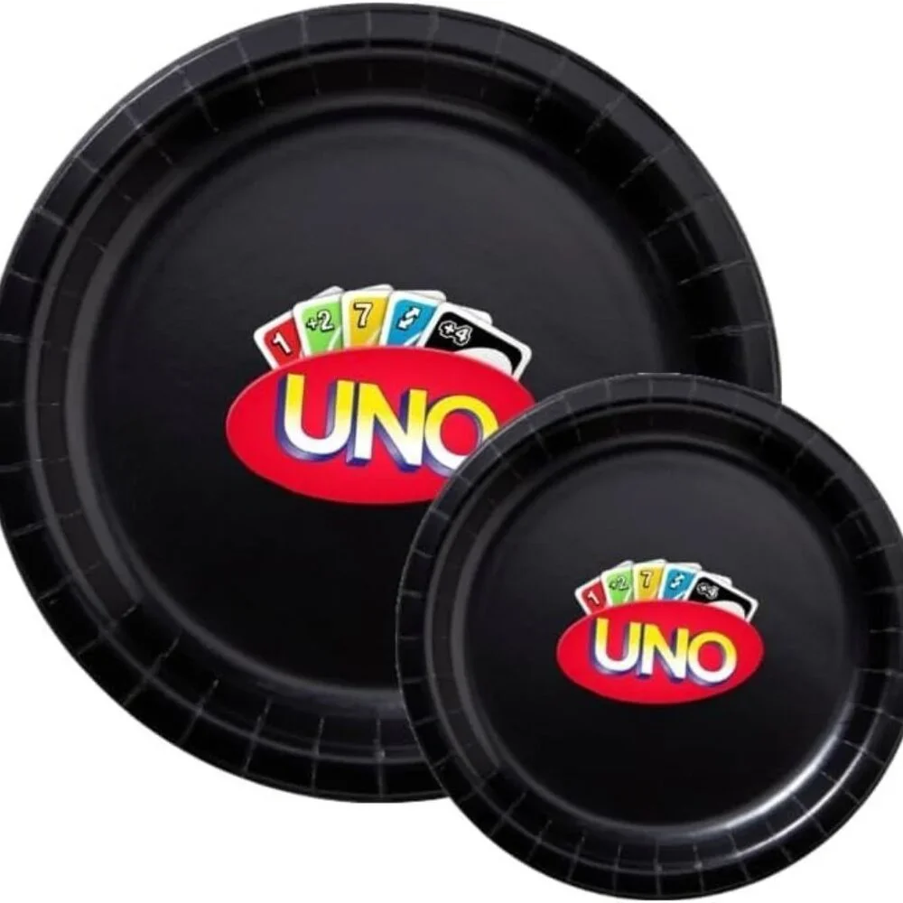 Custom 1st Birthday Playing Cards Party Tableware Set, Black Paper Plates, 60pcs
